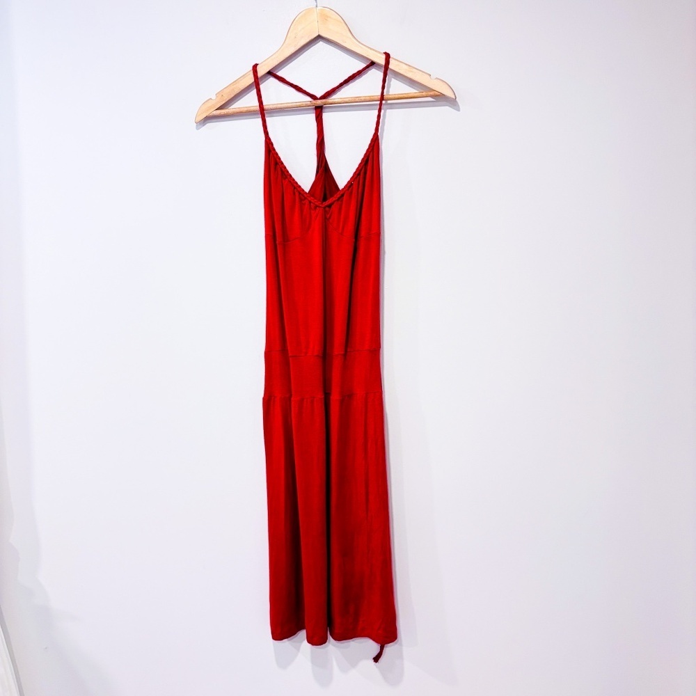 SECOND Burgundy Y2K Fitted‎ Midi Dress | Strappy Red Summer Dress | Small *
